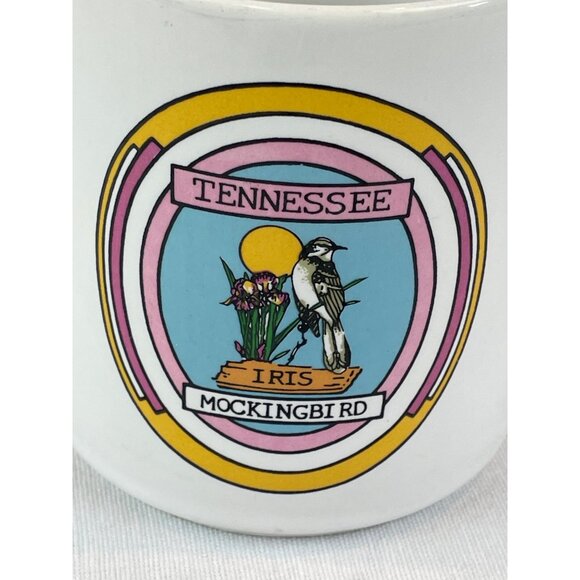 Vintage Tennessee State Souvenier Mug Iris & Mockingbird Ceramic - Picture 2 of 9